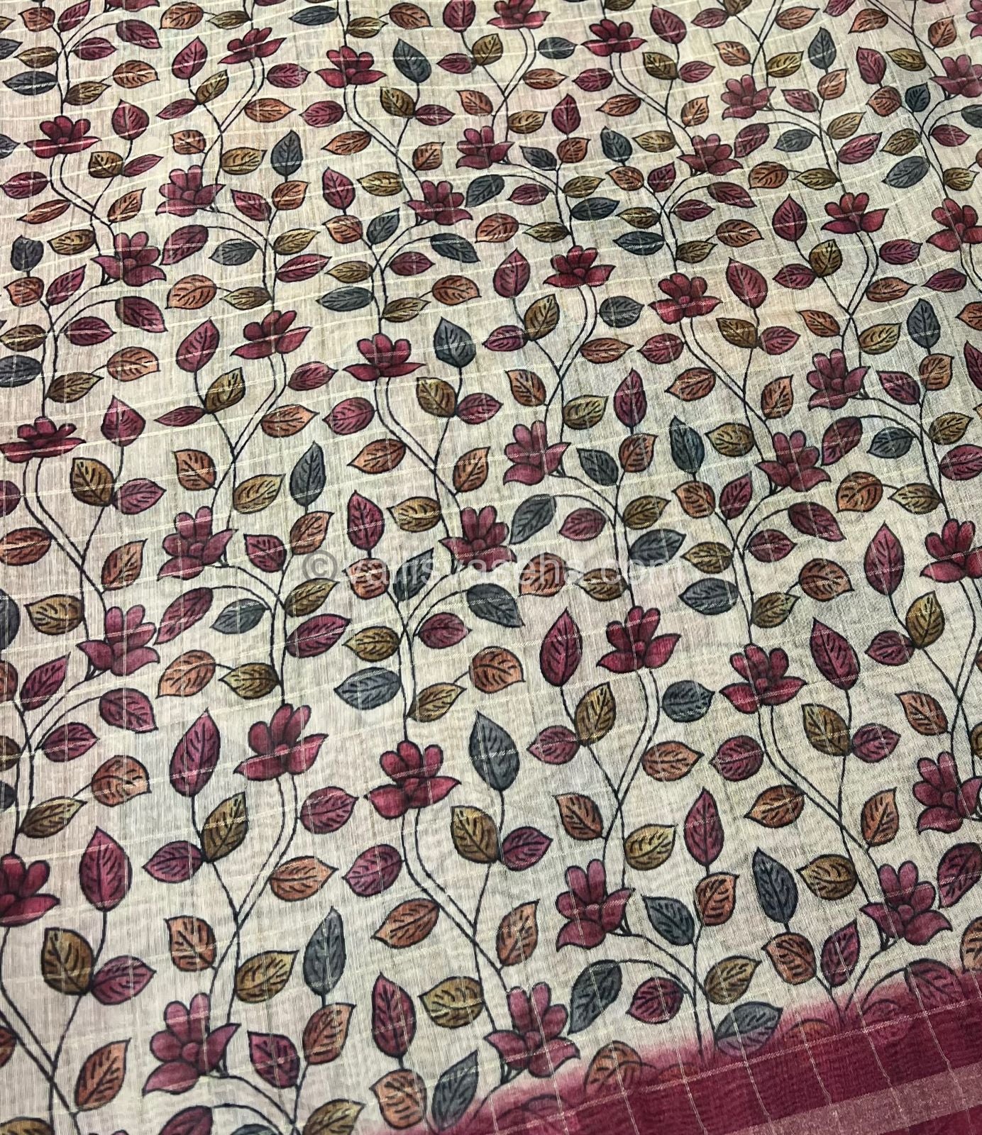 Semi Chanderi Saree - checks pattern - VVSCS002