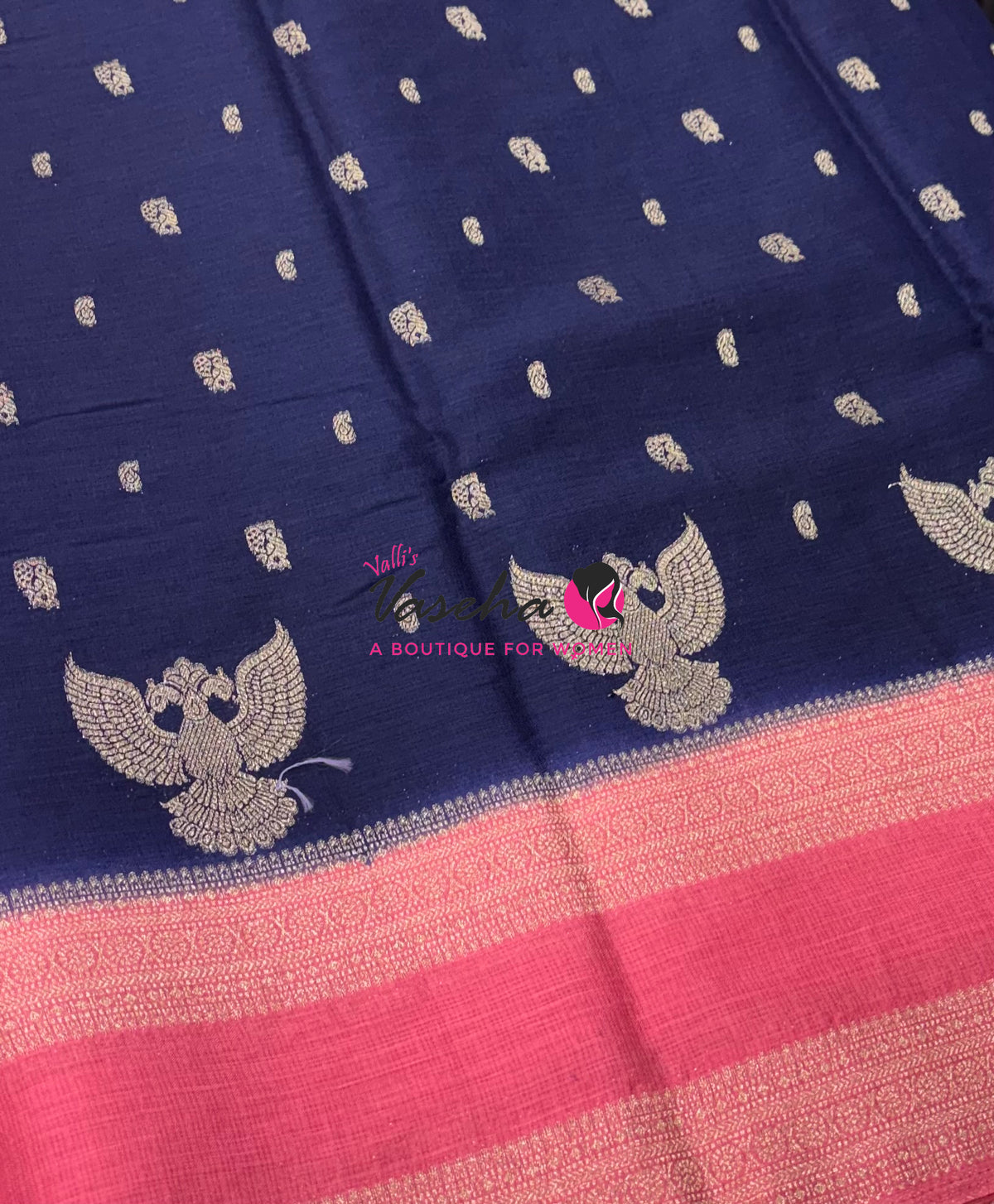Banarasi - Heritage Silk - Blue With Peach - VVBHS015