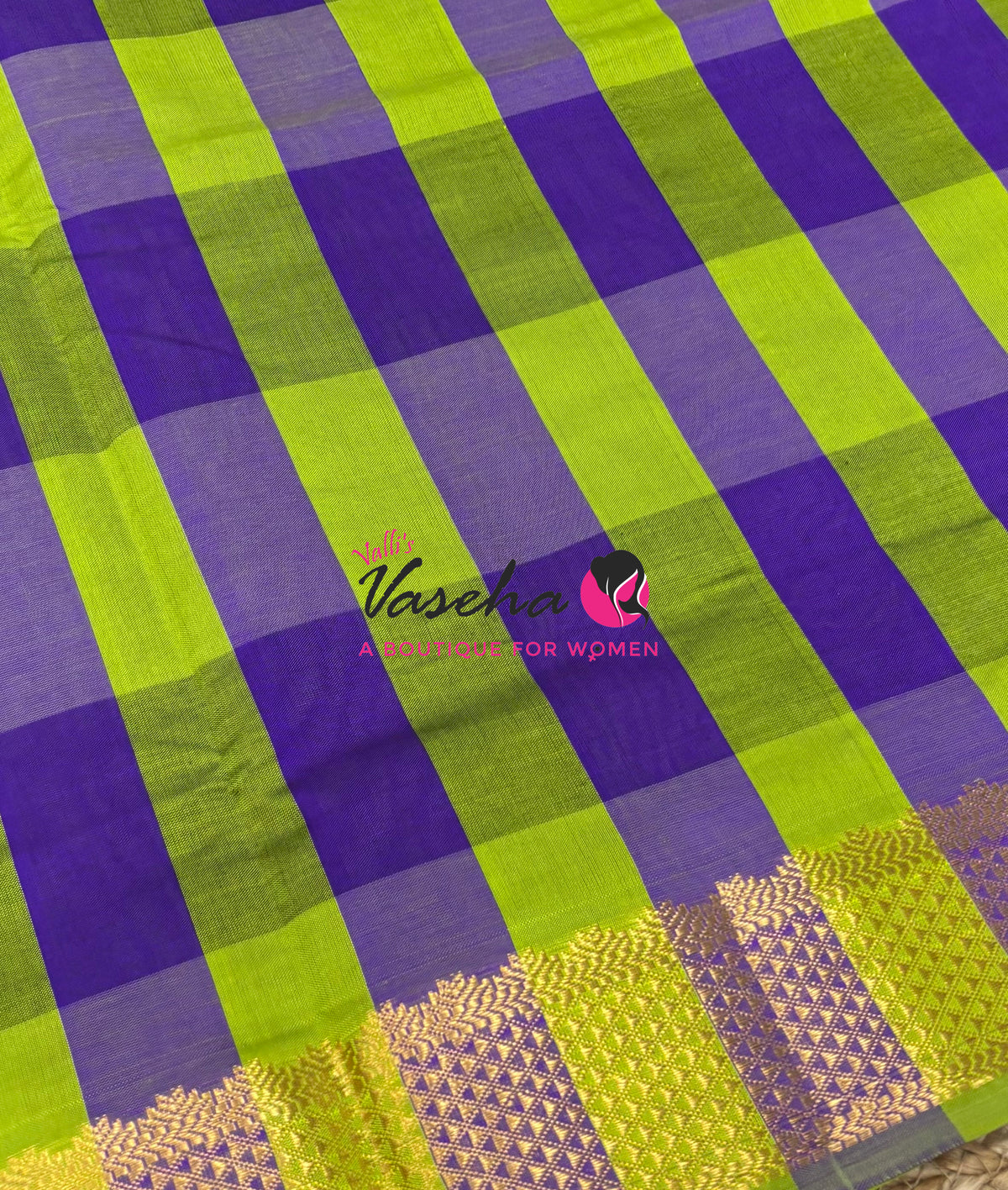 Semi Silk Cotton Saree |  Pazhum Pazhamum Checks Design |VVSSC018