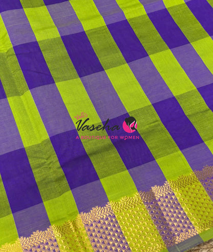 Semi Silk Cotton Saree |  Pazhum Pazhamum Checks Design |VVSSC018