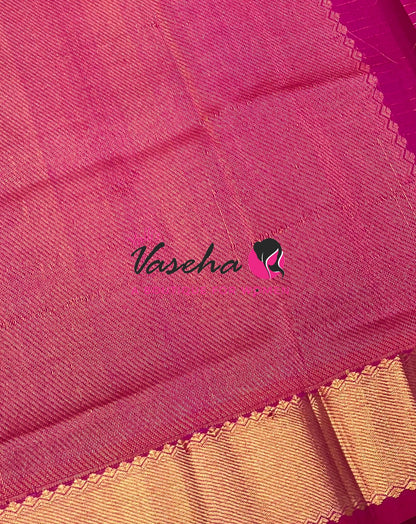 Pure Silk Cotton Saree - Mayil & Chakkaram Design - Pink With Pink Shade -VVMC002