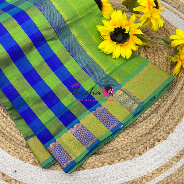 Semi Silk Cotton Saree |  Pazhum Pazhamum Checks Design |VVSSC018