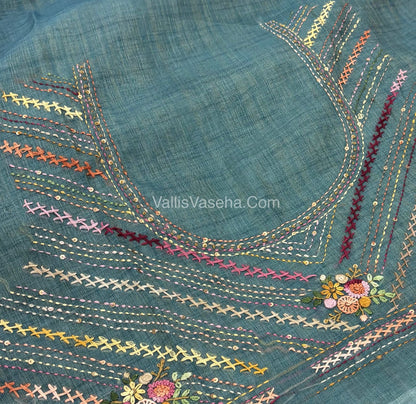 French Knot - Tissue Saree - Blue Shade - VVLFN009