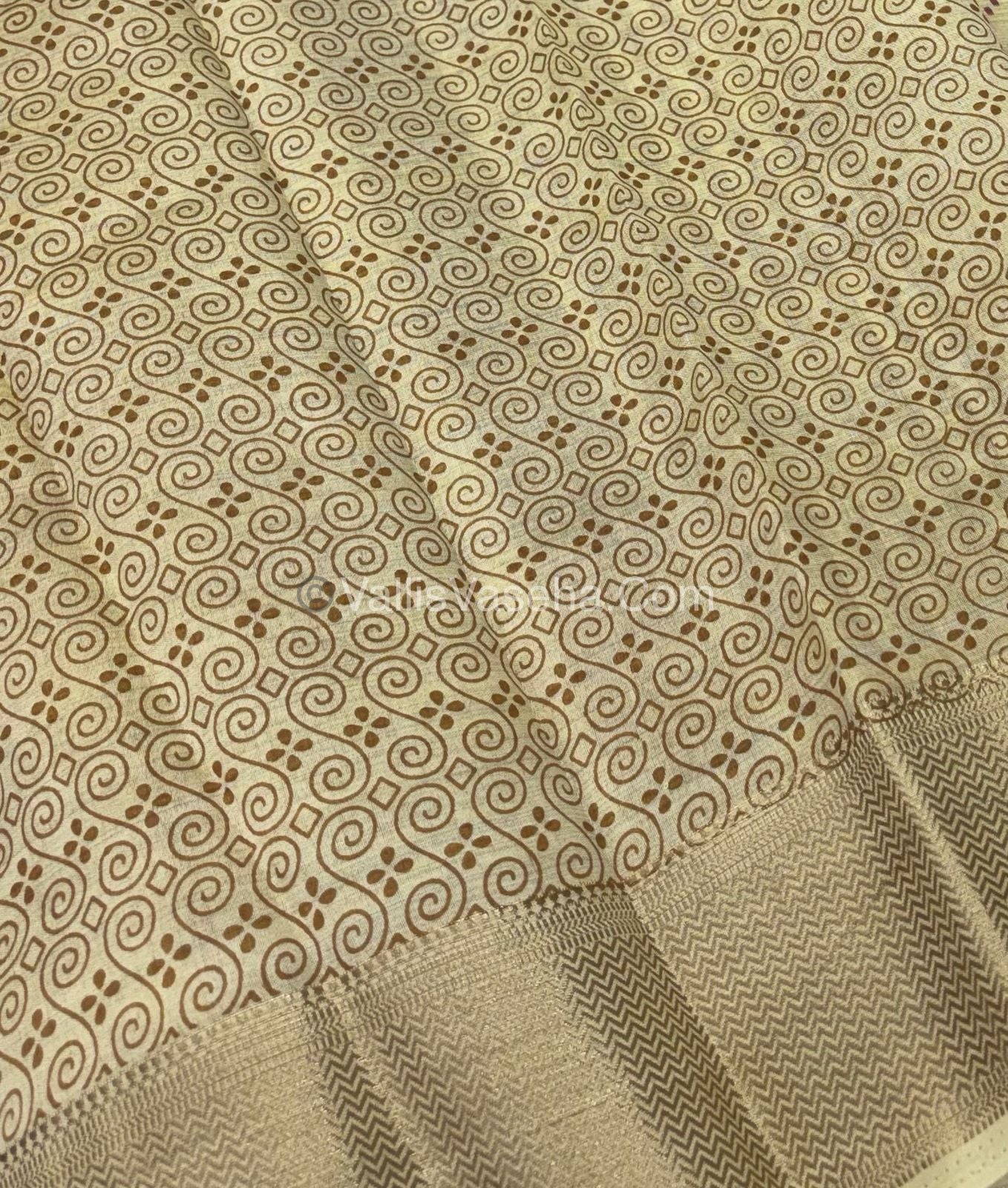 Semi Tussar Silk Saree - Ikkat / Pochampally Design - Cream Shade - VVSTS034