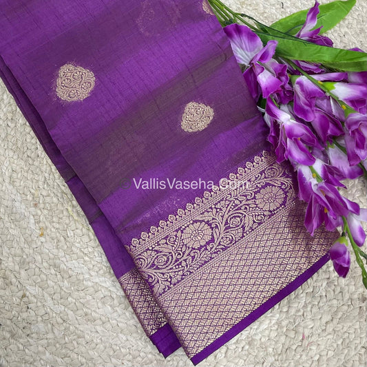 Semi Tussar Silk - Grand Pallu  - Purple Shade - VVSTS041