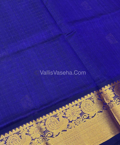 Pure Korvai Silk Cotton - Checks Pattern - Blue Shade  - VVKSC031
