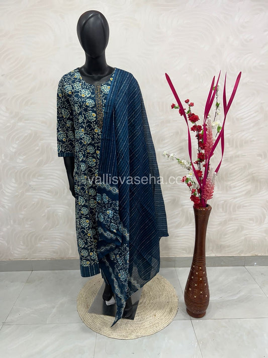 Ready Made - Anarkali - Salwar, Kameez & Duppatta(3pc)- Printed Cotton - VVAS004