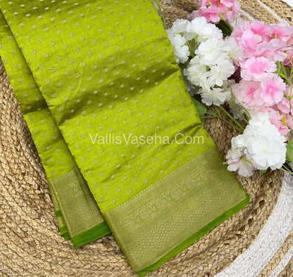 Semi Tussar Silk  - Lemon green Shade- VVSTS015