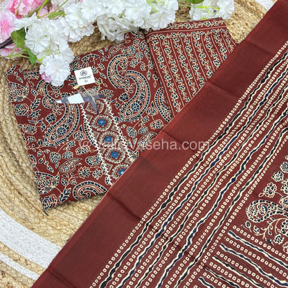 Readymade 3pc Set - Ajrakh Print - VVRMS002