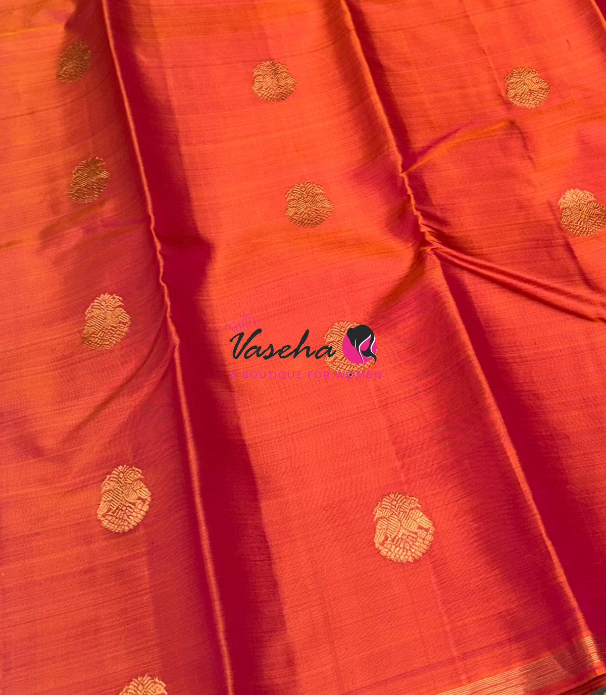 Pure Kanchipuram Silk Saree - Orangish Peach Shade - VVPS046