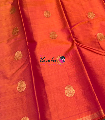 Pure Kanchipuram Silk Saree - Orangish Peach Shade - VVPS046