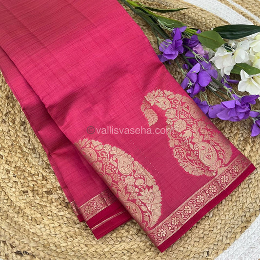 Semi Tussar Silk - Peachish Pink Shade - VVSTS002