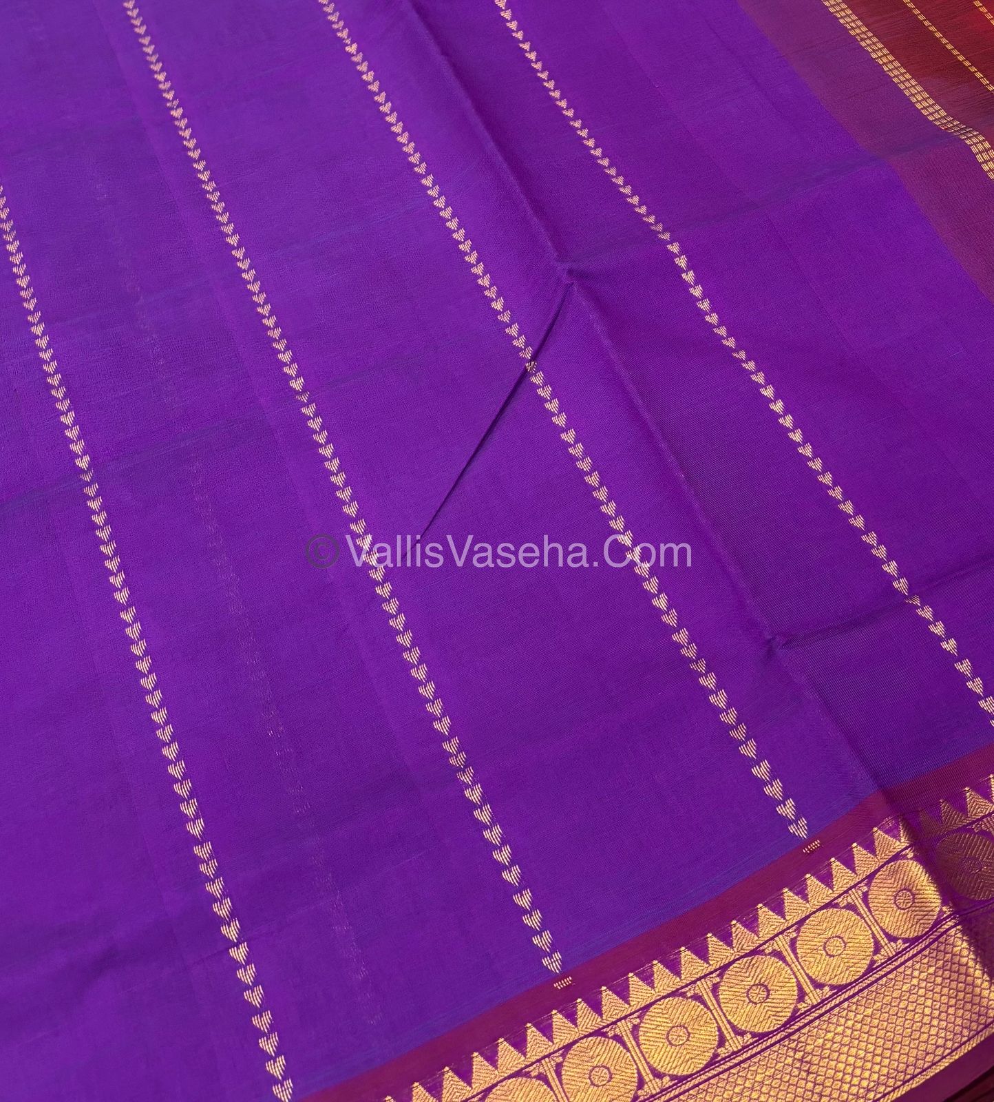 Semi Silk Cotton Saree - Purple  With Red Shade - VVSSC005