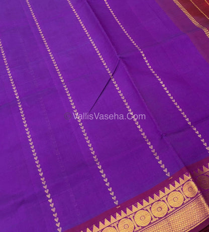 Semi Silk Cotton Saree - Purple  With Red Shade - VVSSC005