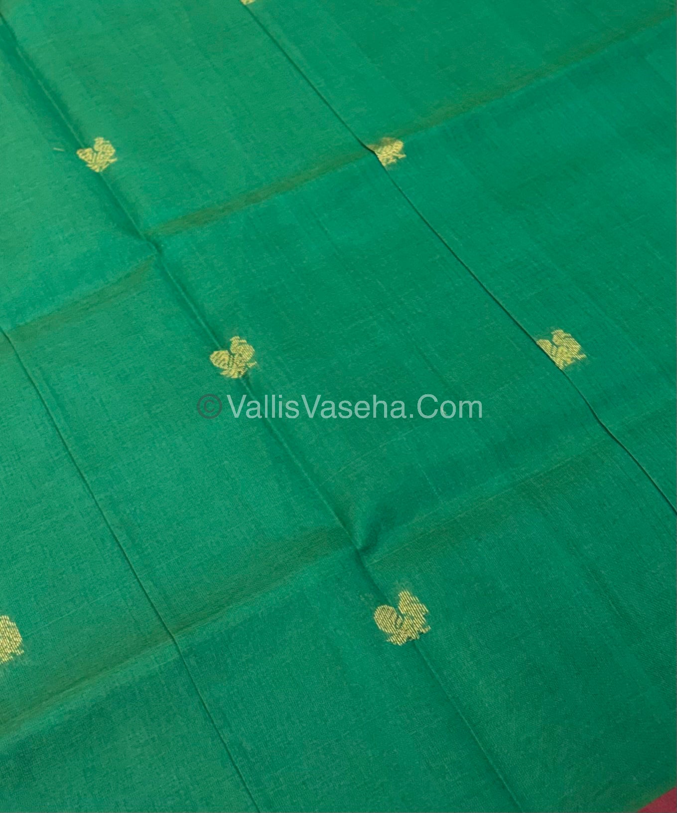 Pure Silk Cotton Saree - Violentish Green With Pink Shade - VVPSC002
