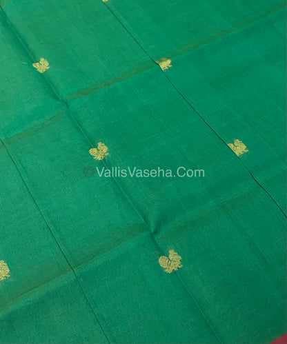 Pure Silk Cotton Saree - Violentish Green With Pink Shade - VVPSC002