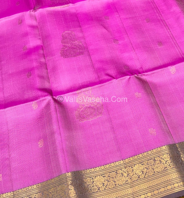 Pure Soft Silk Saree - Kanchi Border - Pink & Grey Combo - VVPSS046
