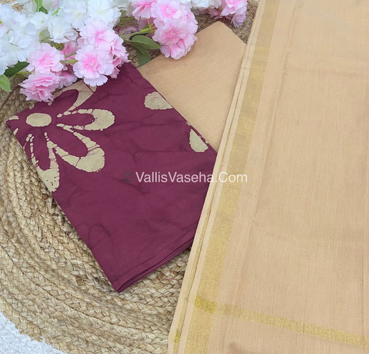 Salwar Material - Pure Cotton - Batik Design Set - VVUSM008