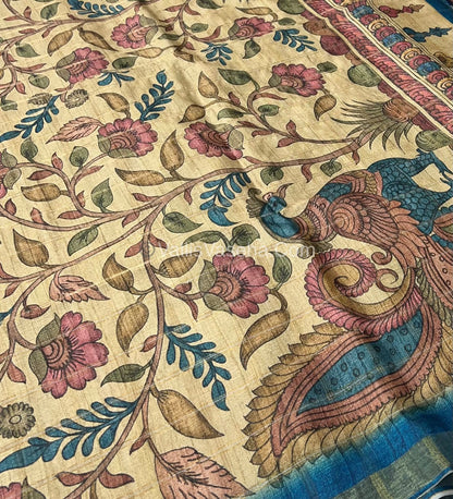 Semi Gicha Tussar Silk Saree - checks pattern - VVSGT001