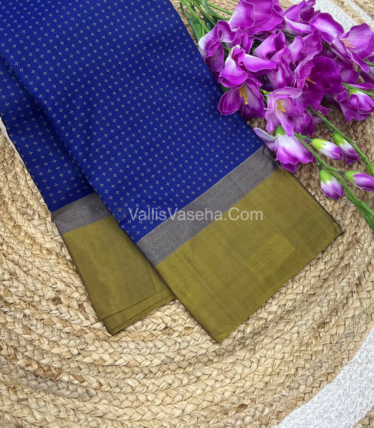 Semi Silk Saree - Plus Design Style - Contrast Pallu & Blouse or Running Pallu & Blouse - VVSS004