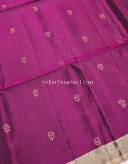Half Mixed Soft Silk Saree - Purplish Pink With Grey - VVPSS073