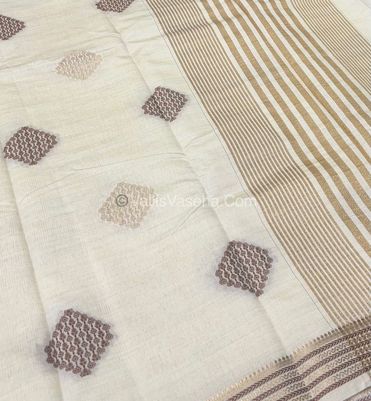 Semi Tussar Silk Saree - White Shade - VVSTS016