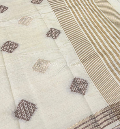 Semi Tussar Silk Saree - White Shade - VVSTS016