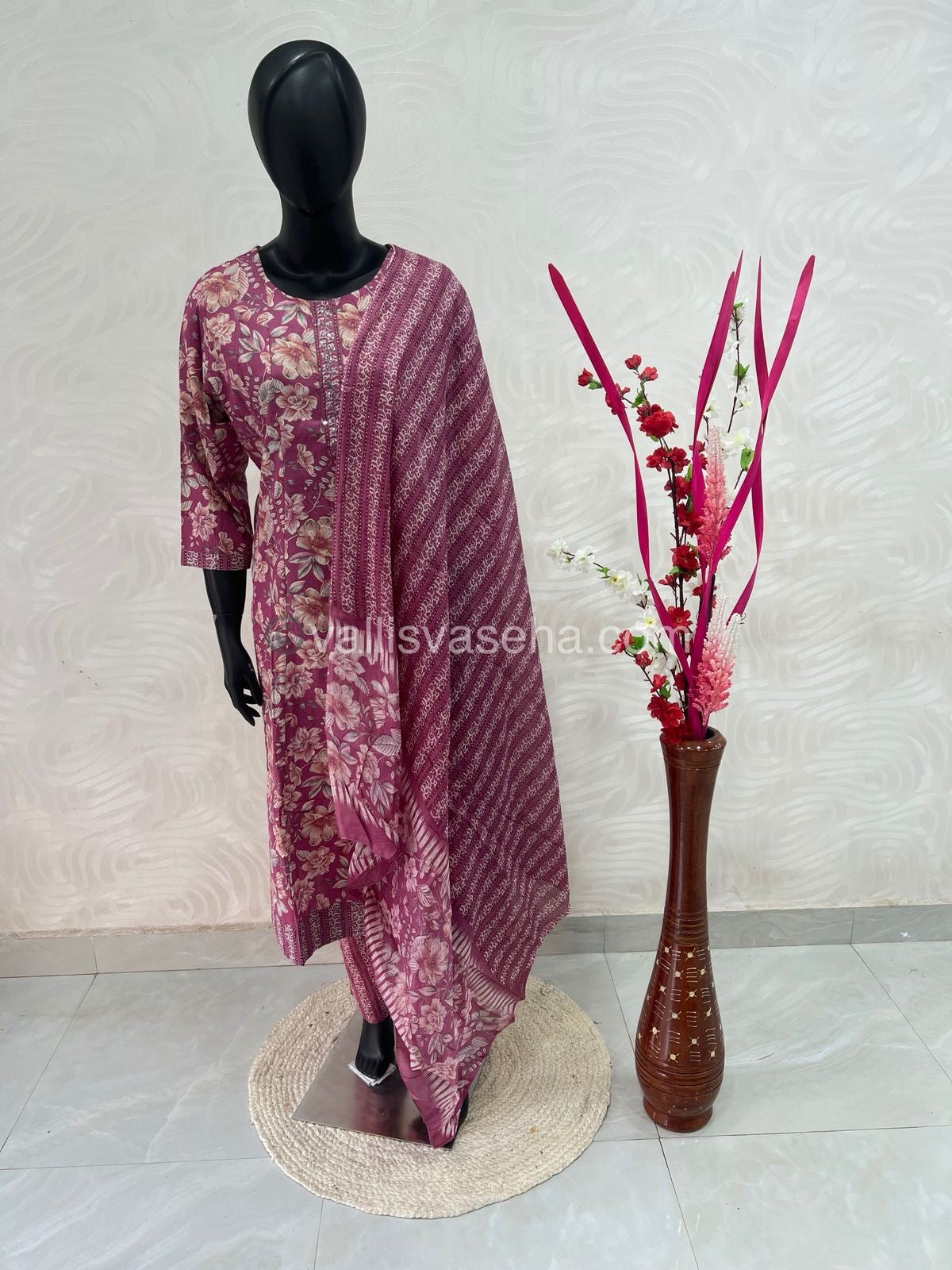 Ready Made - Anarkali - Salwar, Kameez & Duppatta(3pc)- Printed Cotton - VVAS004