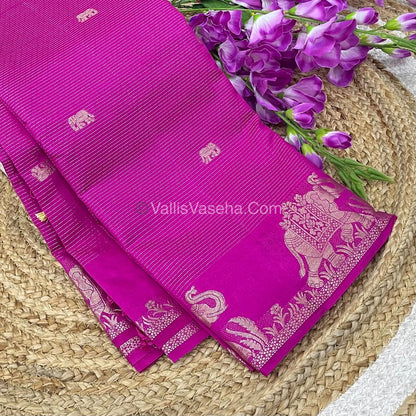 Semi Tussar Silk - Vairavoosi & Elephant Design - Rani Pink shade-VVSTS019