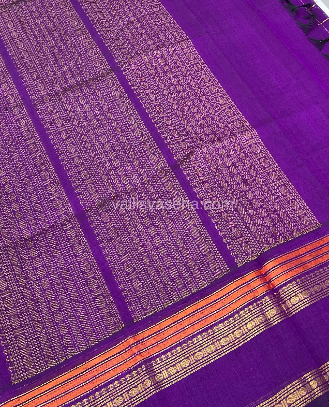 Pure Silk Cotton Saree - Retta Petta Border - Purple Shade - VVPSC001