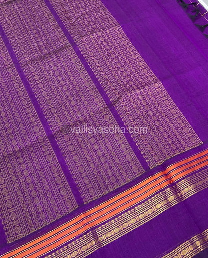 Pure Silk Cotton Saree - Retta Petta Border - Purple Shade - VVPSC001