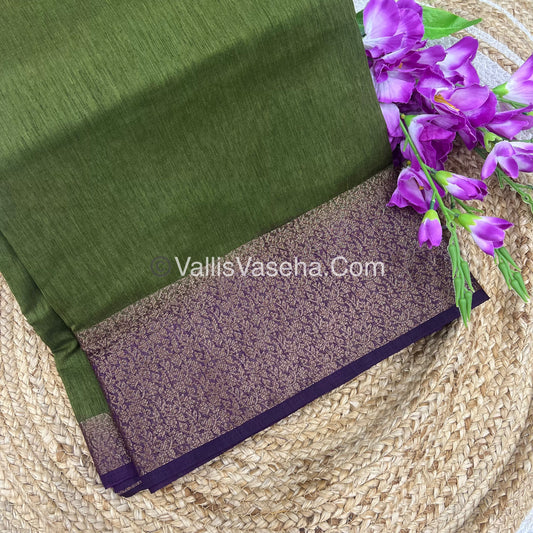 Bamboo Silk Saree -  Green with Purple Shade - VVBSS010
