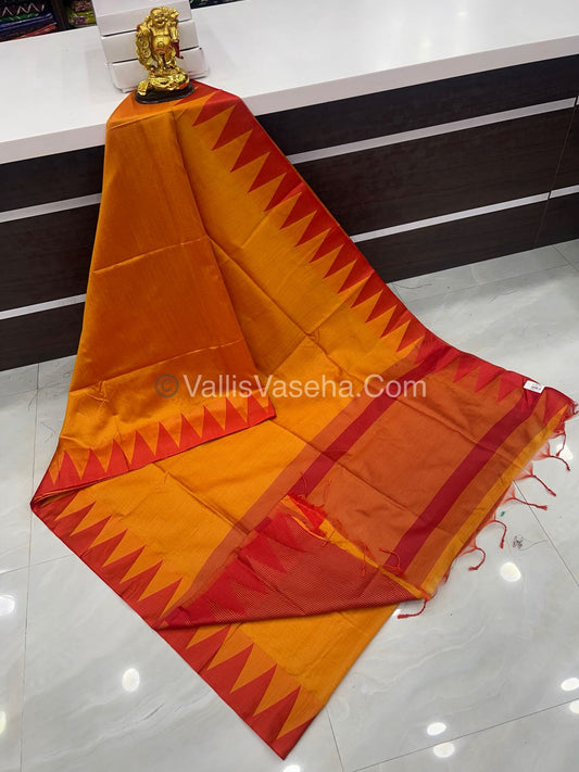 Semi Raw Silk - Yellow With Maroon  Shade - VVRS006