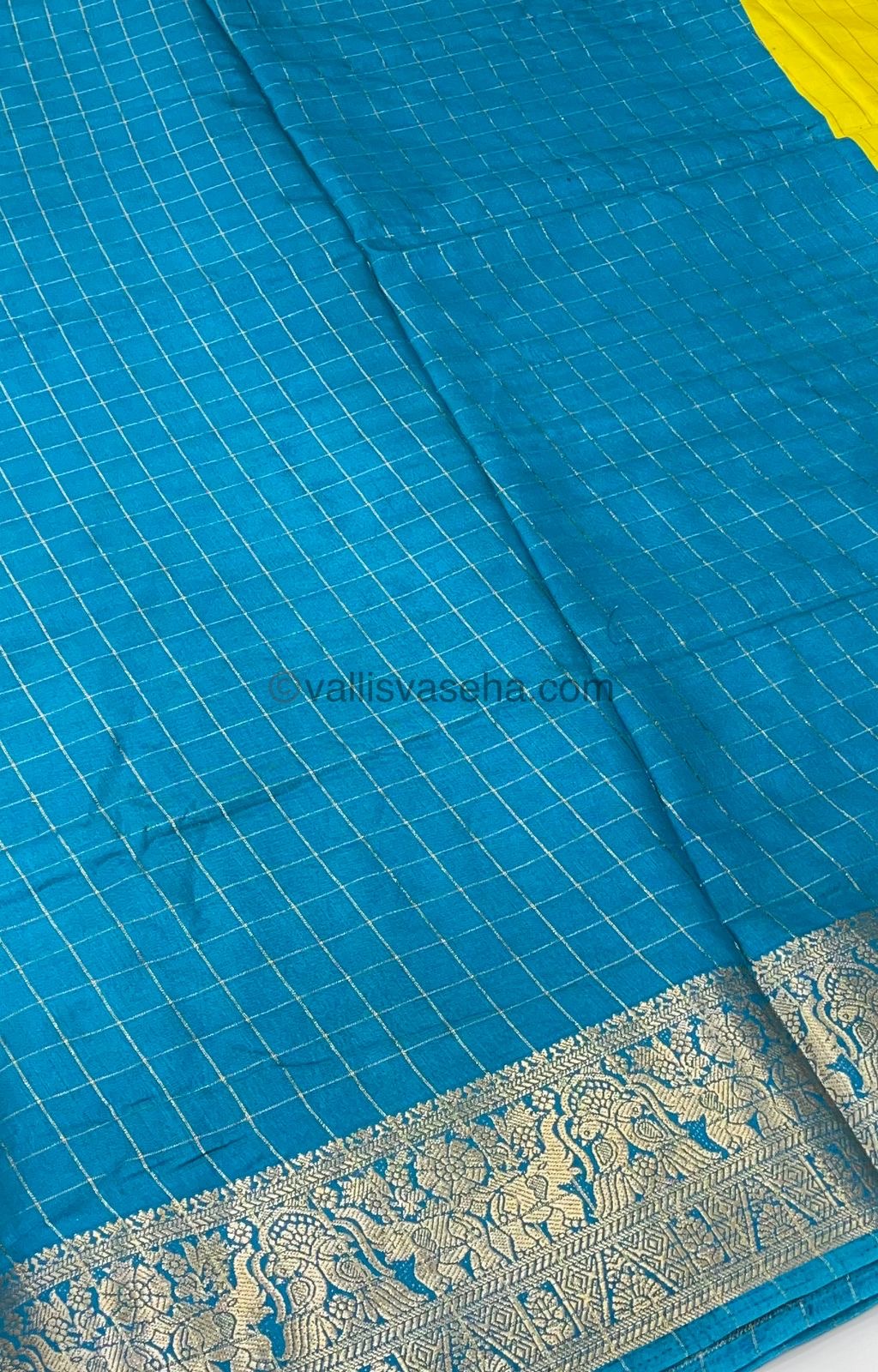 Semi Dola Silk - Yellow with Blue - VVSDS002