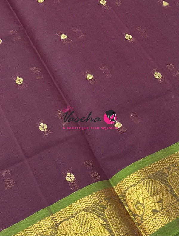 Semi Silk Cotton Saree | Small Leaf Butta Design |VVSSC010