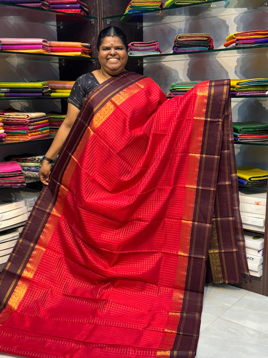 Pure Korvai Silk Cotton - Retta Petta Border - VVKSC010