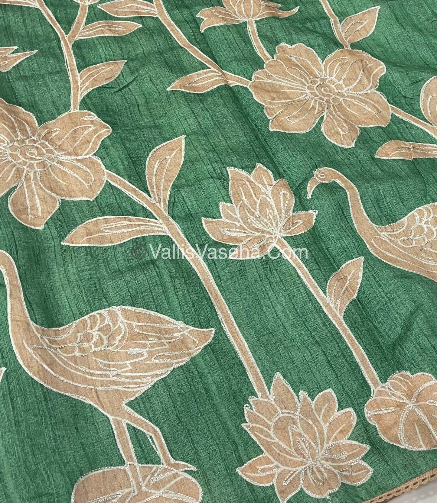 Semi Raw Silk with embroidery work - VVSRS001