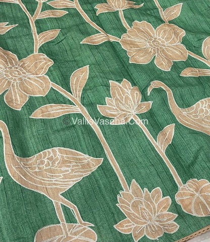 Semi Raw Silk with embroidery work - VVSRS001