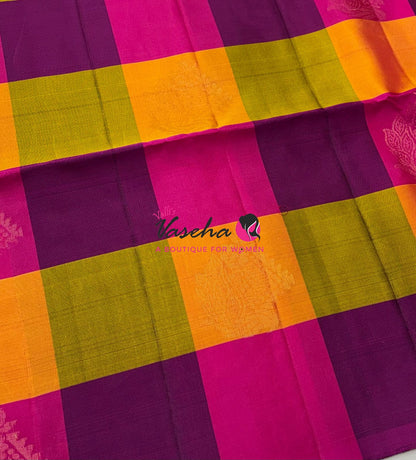 Half Mix - Pure Soft Silk Saree - Pazhum Pazhamum Checks - VVPSS103