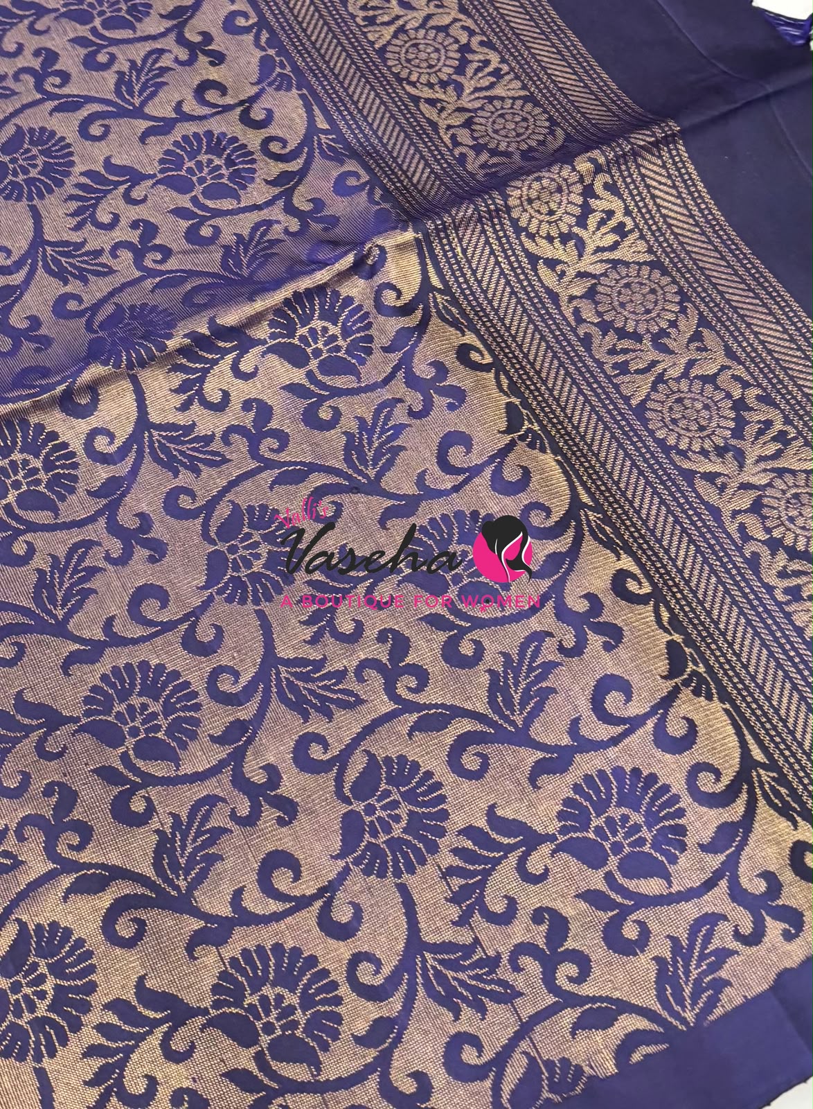 Pure  Soft Silk Saree - Pink & Blue  - VVPSS091