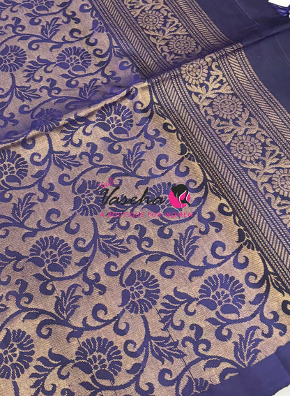 Pure  Soft Silk Saree - Pink & Blue  - VVPSS091
