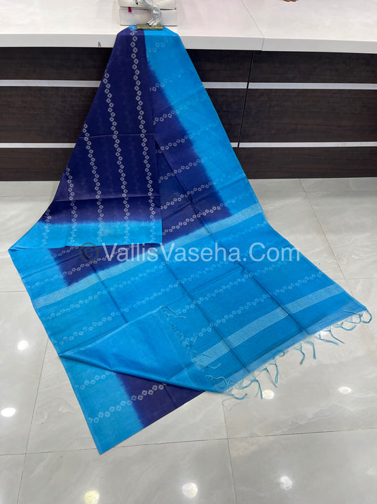 Bhagalpuri Silk - Dark Blue With Blue - VVBS007