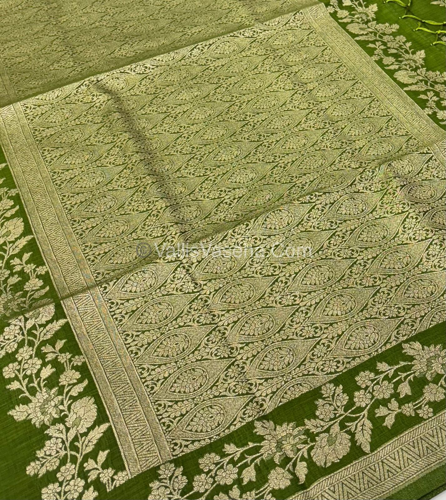 Banarasi - Heritage Silk - Semi Kathan Silk - Dark Green Shade - VVBHS008