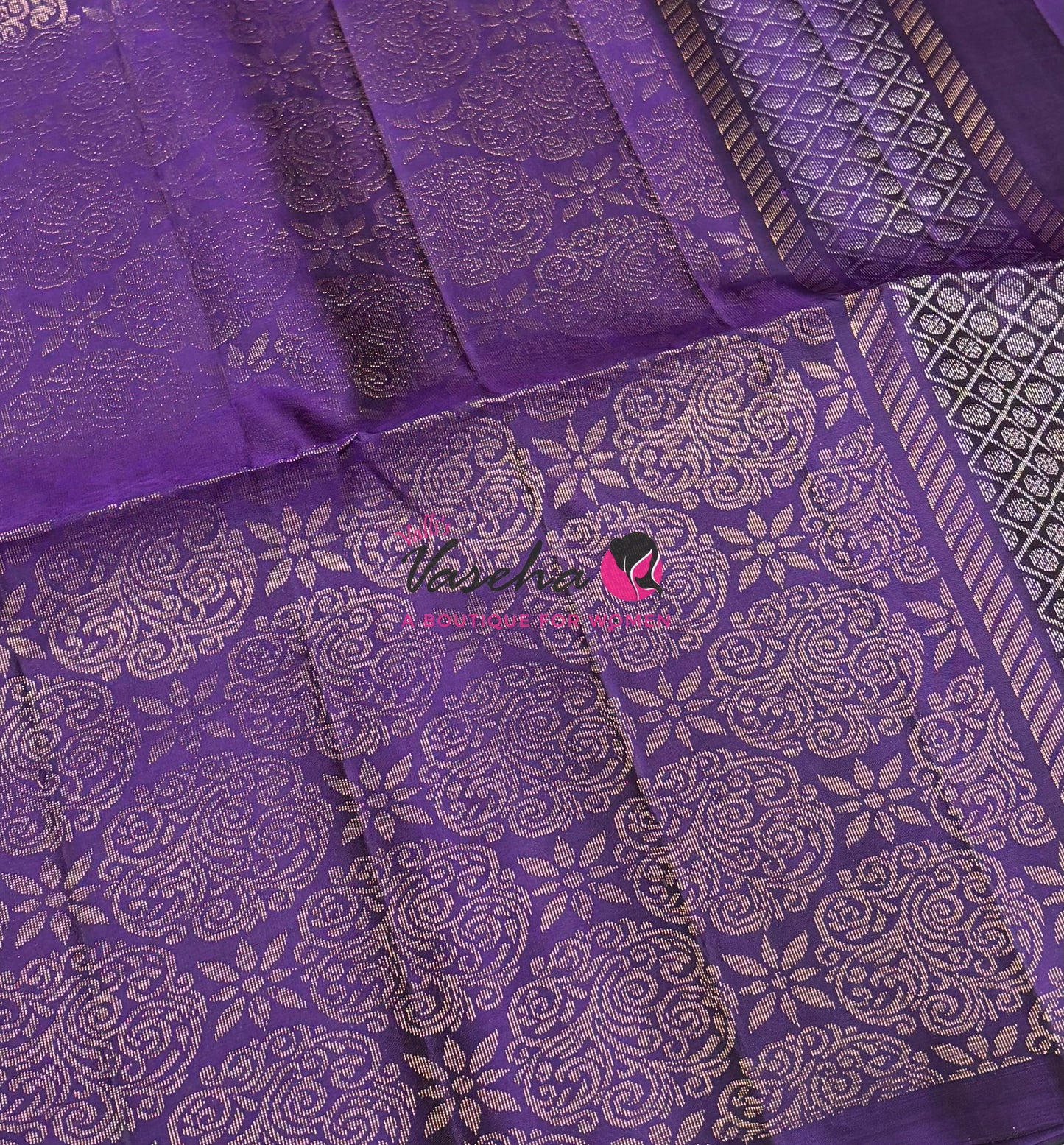 Pure Soft Silk Saree - (1.75 Warp) Shade Of Grey & Purple Combo - VVPSS064