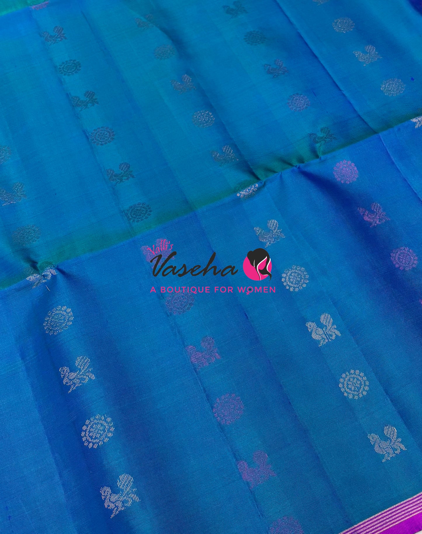 Pure Soft Silk Saree  - Blue & Purple Combo  - VVPSS055
