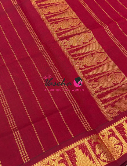 Semi Silk Cotton Saree - Small Zari Butta  - Retta Mayil Border- VVSSC015