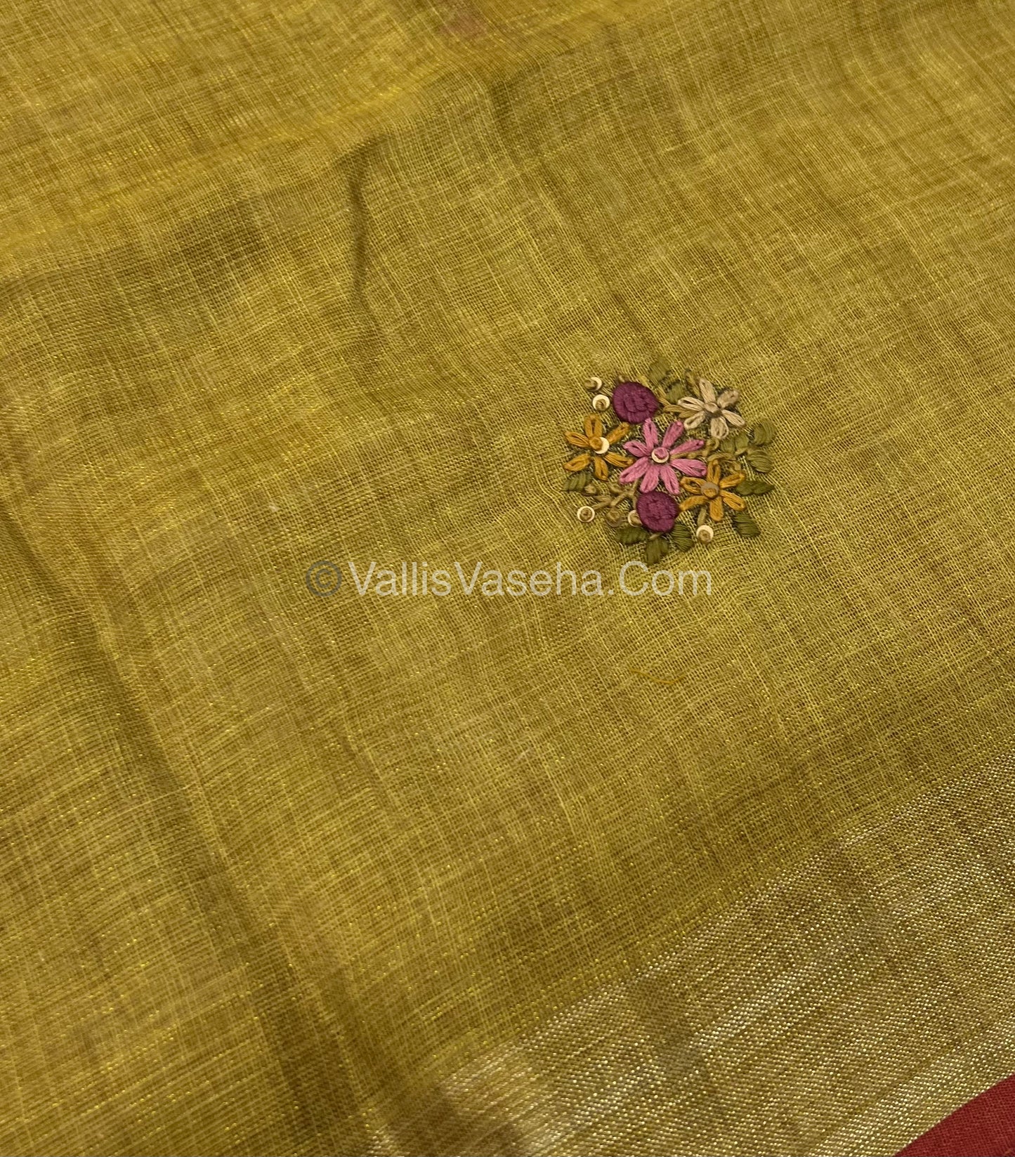 French Knot - Tissue Saree -Venthaya Yellow Shade - VVLFN011