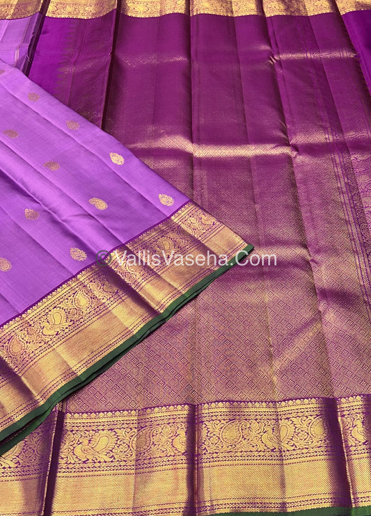 Pure Kanchipuram Silk Saree - Lavender With Purple Shade  - VVPS022