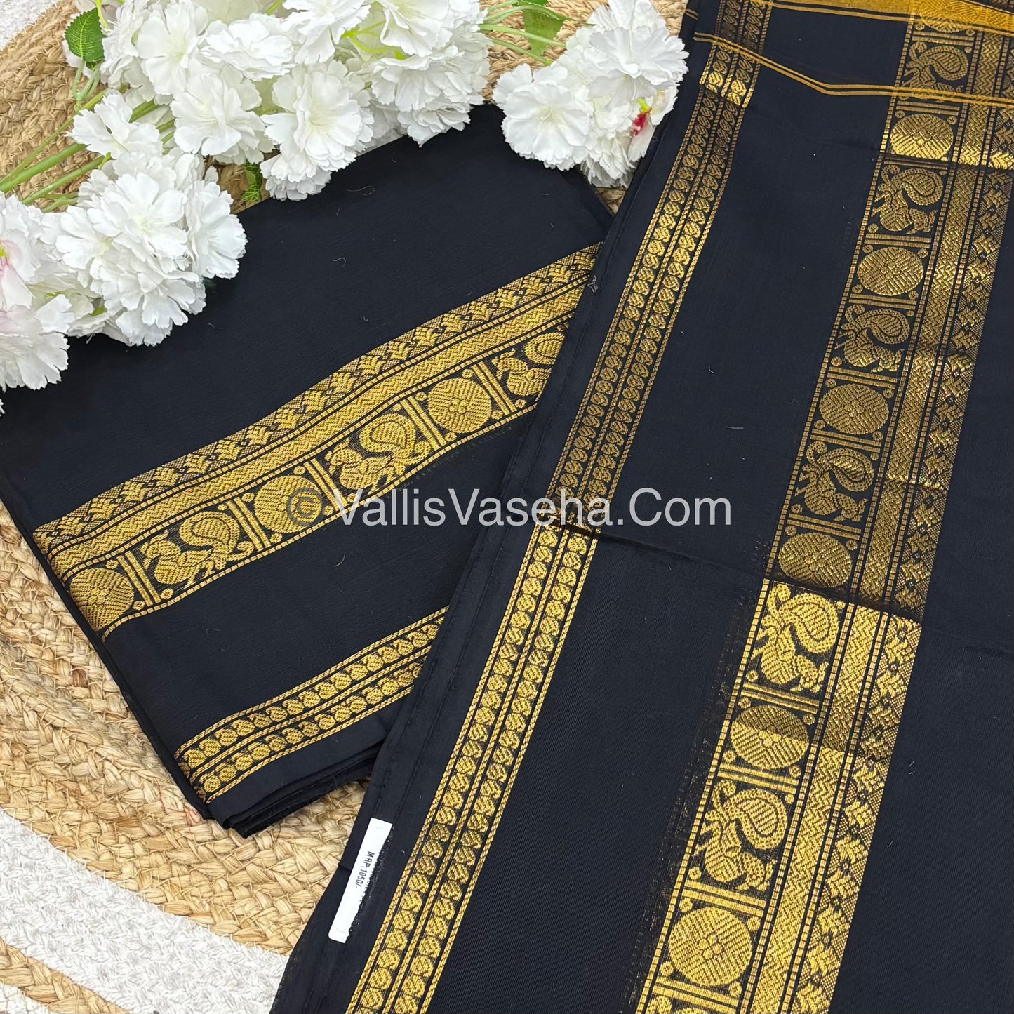 Unstitched Salwar Material -Kanchi Cotton - 2PCS Set - Black Shade  - VVUKM003