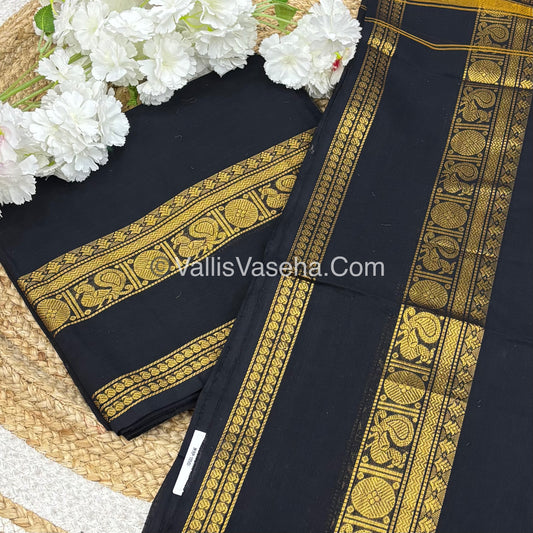 Unstitched Salwar Material -Kanchi Cotton - 2PCS Set - Black Shade  - VVUKM003
